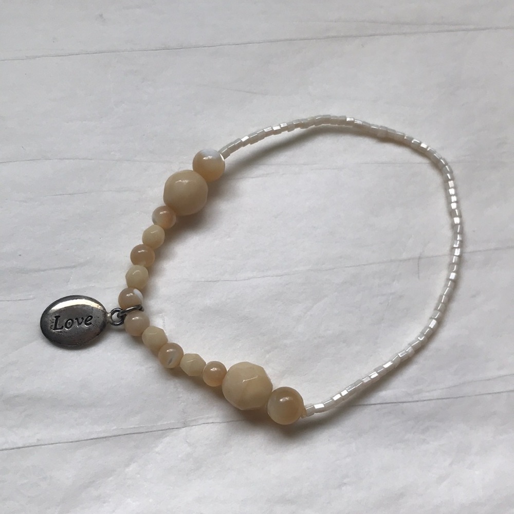 BCBG vintage gemstone beaded silver Love bracelet